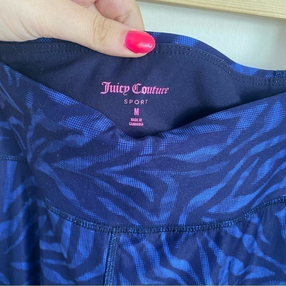JUICY Couture Sport Essential Crop Blue Zebra Leggings Women • M Medium - Picture 3 of 9